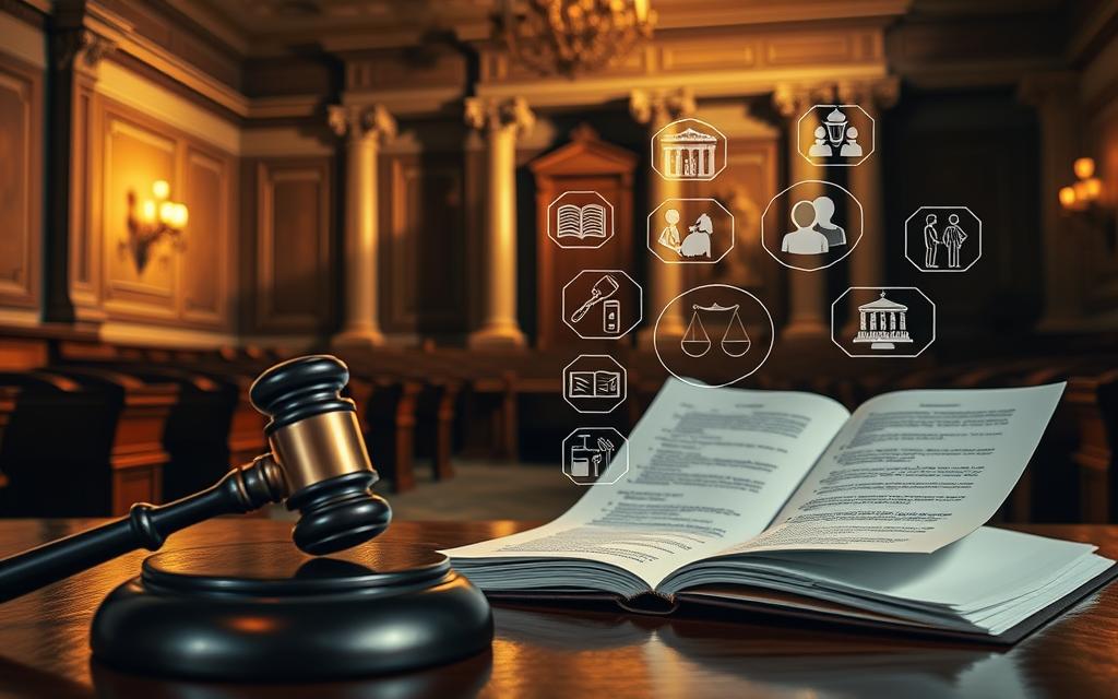 A High Contrast, Photorealistic Digital Illustration Depicting The Key Factors Influencing The Disposition Of A Legal Case. In The Foreground, A Judge's Gavel And An Open Case File With Legal Documents And Notes. In The Middle Ground, Icons And Graphics Representing Various Elements Like Evidence, Witness Testimonies, Legal Arguments, And Judicial Discretion. In The Background, A Dimly Lit Courtroom Setting With Rows Of Wooden Benches And Ornate Columns, Casting Dramatic Shadows. The Overall Atmosphere Is One Of Seriousness, Gravity, And The Weight Of Legal Proceedings. The Lighting Is Moody, With Warm Highlights And Cool Shadows, Creating A Sense Of Gravitas And Contemplation. A High Contrast, Photorealistic Digital Illustration Depicting The Key Factors Influencing The Disposition Of A Legal Case. In The Foreground, A Judge's Gavel And An Open Case File With Legal Documents And Notes. In The Middle Ground, Icons And Graphics Representing Various Elements Like Evidence, Witness Testimonies, Legal Arguments, And Judicial Discretion. In The Background, A Dimly Lit Courtroom Setting With Rows Of Wooden Benches And Ornate Columns, Casting Dramatic Shadows. The Overall Atmosphere Is One Of Seriousness, Gravity, And The Weight Of Legal Proceedings. The Lighting Is Moody, With Warm Highlights And Cool Shadows, Creating A Sense Of Gravitas And Contemplation.